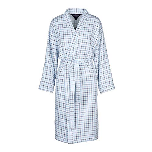 Tommy Hilfiger Denim Checks - Albornoz, 100 % algodón, blanco, medium