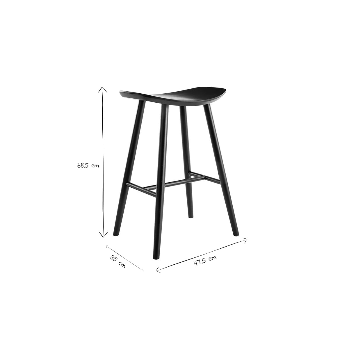 Miliboo Taburete de bar de diseño de madera ligera 65 cm DEMORY