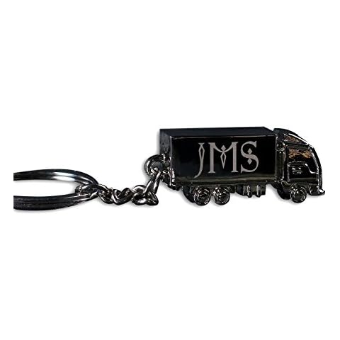 New Town Creative Personalised Truck Monogram Keychain in Polished Stainless Steel - Engraved Gift for Men, Truck Lovers or Drivers Cover