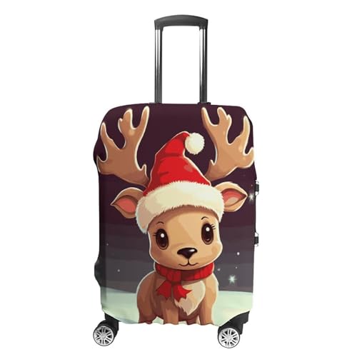 Cute Christmas Reindeer Luggage Cover, Washable Elastic Suitcase Cover Protector Fit 18-32 Inch Luggage