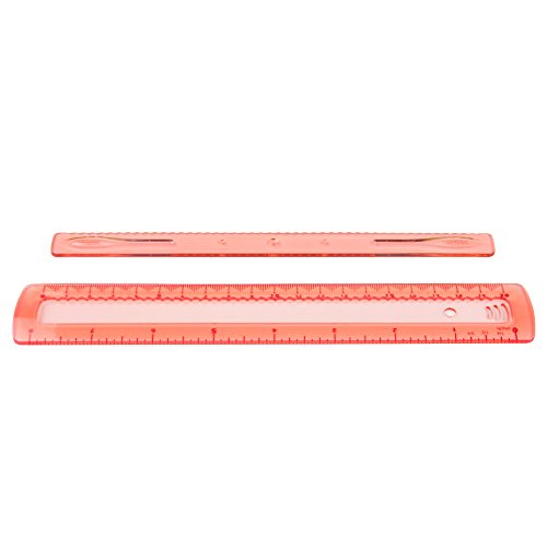 Larkpad Flexible Rulers 6-Inch, 180 Degree Protractor, 2 Triangle And 1 Wave, 5 In 1 Pack, Inches And Metric For Office Or School,Pink #TOP6