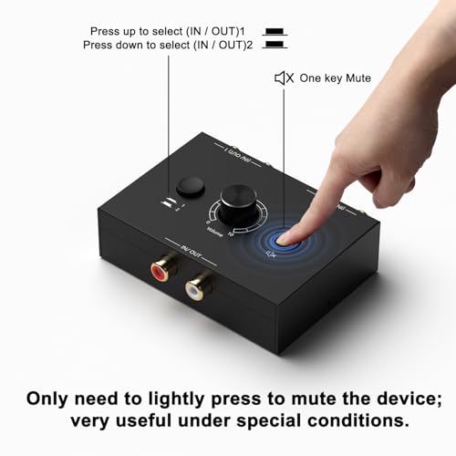 Image of 2-Way Audio Selector Audio Switcher, Speaker Switch Box, AB Switcher Selector, Bi-Directional (Right and Left Channel 1In-2Out /2In-1Out)