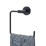 JQK Black Towel Ring, Stainless Steel Square Ring Towel Holder for Bathroom, 6 Inch Matte Black Wall Mount, TR140-PB