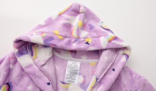 Image of Girls Soft Fleece Robes Plush Hooded Bathrobes Sleepwear for Kids 2-16 Years