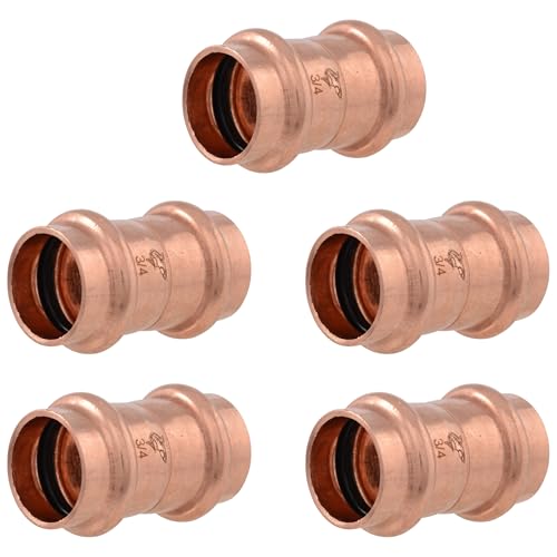 Image of SharkBite 3 /4 Inch Coupling, Copper Press Plumbing Fitting, Pack of 5, UPR016X5
