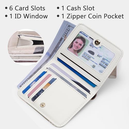 Image of Gostwo Small Wallet for Women, Slim Bifold Credit Card Holder, Compact RFID Blocking Cash Wallet, Billfolds Thin Leather Zipper Pocket, Mini Wallet Gift for Ladies Teen Girls Travel with ID Window