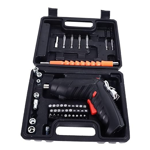 VANSHORA 47 Pcs Electric Screwdriver Set | Cordless Rechargeable 4.2V 3.2Nm Screwdriver with LED Light USB Charging Rotation Function & Portable Case for Home DIY Repair