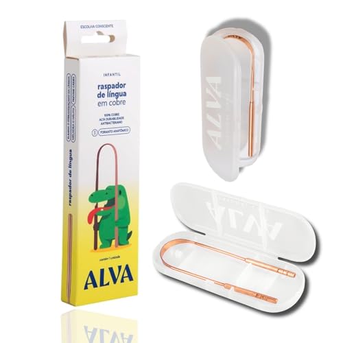 Raspador de Língua Infantil de Cobre para Higiene Bucal com Estojo de Proteção Case