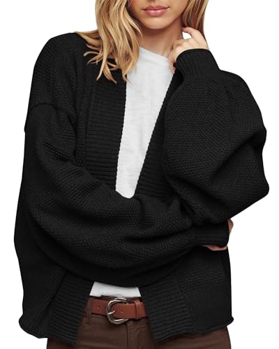 BTFBM Womens Oversized Cardigan Sweaters 2025 Fall Long Sleeve Knit Open Front Lightweight Sweater Outwear Coats