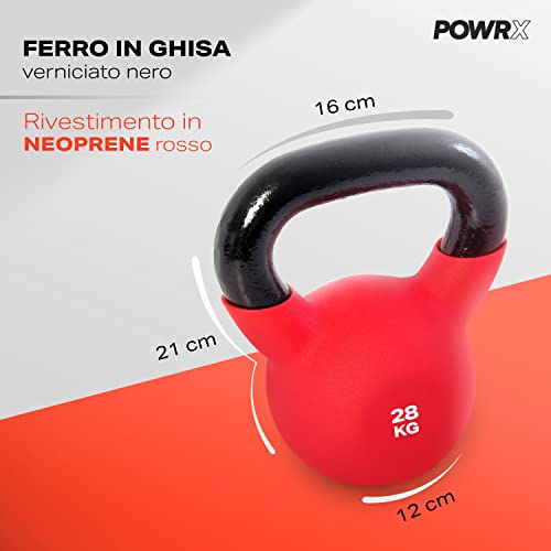 POWRX Kettlebell ghisa 28 kg - Rivestimento in