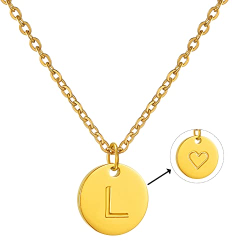 AFSTALR Collier Lettre L Initiale en Or avec Coeur Charme infime Pendentif Collier pour Femmes Homme