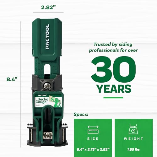 Image of Pactool Universal Gecko Gauge Siding Tool - One-Person Installation for Hardie Fiber Cement & LP SmartSide Engineered Wood, Durable Grip, Heavy-Duty Support for 12' & 16' Planks, Gift for Dad