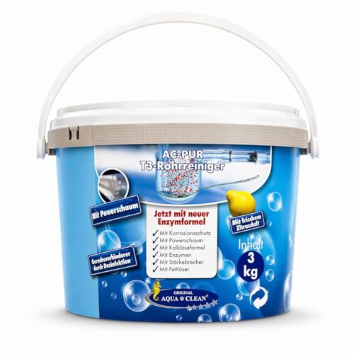 Aqua Clean PUR T3 Rohrreiniger & Abflussreiniger 3kg mit Zitrusduft - Verstopfung entfernen Geruch beseitigen