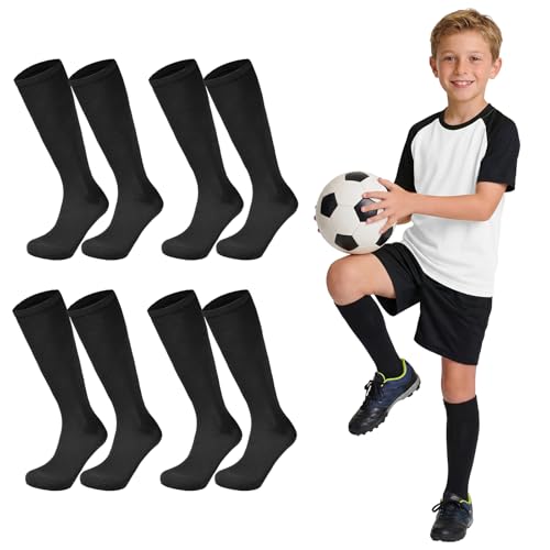 American Trends Black Kids Soccer Socks,Toddler Knee High Tube Long Socks for Boys Girls,Tball,Baseball,Football,Softball Accessories 3-6 Years Old 3t-4t 4t-5t