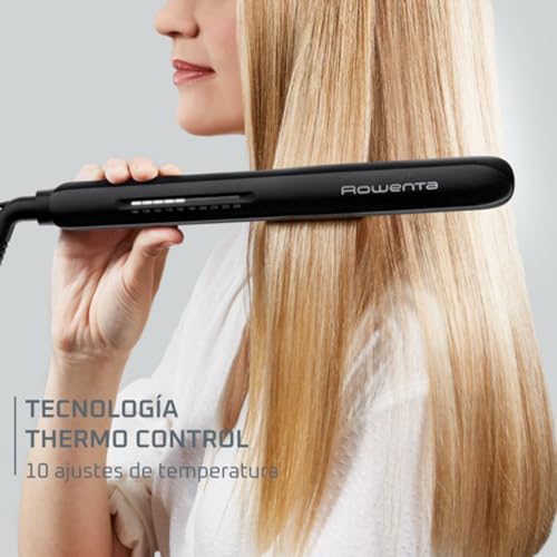 Rowenta Optiliss + Plancha de pelo, alisa y riza, pantalla led, agarre cómodo, revestimiento cerámico turmalina, 10 temperaturas, brillo radiante, calentamiento solo 15s todo tipo cabellos, SF3320 - imagen 4