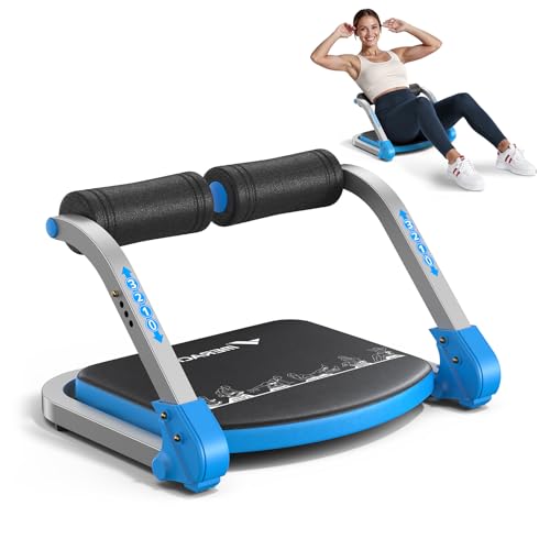 MERACH Ab Machine for Home Gym, Adjustable Ab Trainer with 3 Resistance Levels, Sit Up Exercise Equipment for Core Workout, Automatic Rebound Ab Crunch Machine, Ab Workout Equipment for Stomach(Blue)