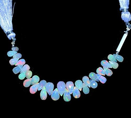 Ethiopian Welo Fire Opal Faceted Teardrop Briolette Beads | Natural AAA+ Ethiopian Welo Fire Opal Gemstone Loose Teardrop Beads | 4" Strand
