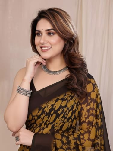 Image of Yashika Women's Georgette Saree with Blouse Piece for Traditional Ethinic Wear Sari