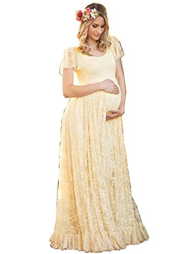 Robe de maternité longue pour mariage et cérémonie en dentelle