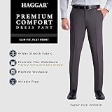 Haggar Mens Premium Comfort Slim & Straight Fit Dress Pants, Medium Khaki, 38W X 30L US