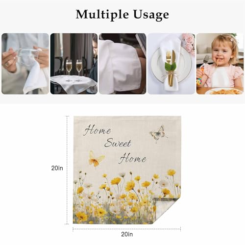 Servilletas de Tela Beige Floral 20 x 20 Pulgadas Set 4 miniatura 5