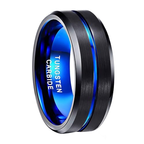 Bague fiançailles tungstène 8mm mate anti-rayures noire taille 54