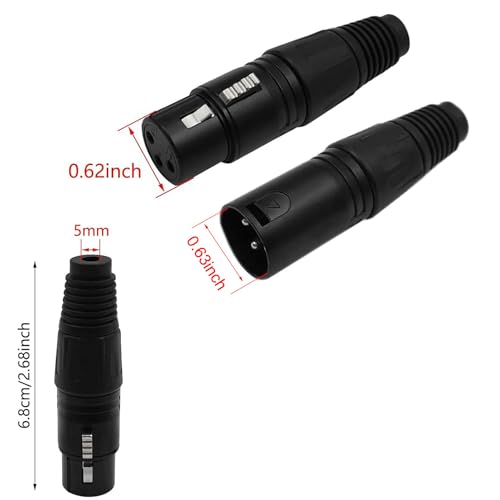 VISSQH 6 Pack XLR Connectors, 3 Pin XLR Male & Female Panel Mount, Microphone Audio Socket, Compatible with Microphone - Image 3