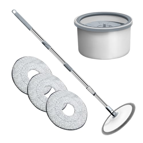 Juego de fregona y cubo, kit de fregona giratoria con escurridor, herramienta compacta de limpieza de suelos para baño, azulejos, suelos de madera dura, cocina, sala de estar