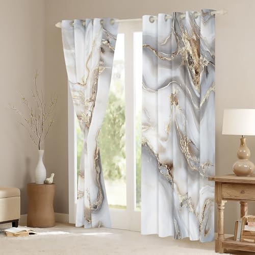 Homemissing Marble Curtains Grey Gold Abstract Geometric Window Drapes For Bedroom Living Room - Crack Brick Window Treatments, W52*L63 - Image 3