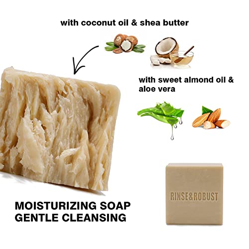 Mens Bar Soap Rinse & Robust Natural Bar Soap 5.3 Oz Bar (Pack Of 6) Handmade Bath Soap Set Moisturizing&Exfoliating Scrub Soap Gift Set For Men Body&Hand All Skin Type | Leather, Sandalwood, Cedar, Bay Rum, Teak Wood, Sweet Tobacco| Holiday Gift For Men #TOP1