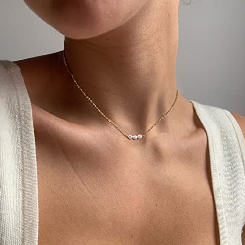 Necocy Pearl Choker Necklace For Women,Dainty Gold Chain Necklace For Women Simple Pearl Pendant Necklaces For Teen Girls Hypoallergenic Summer Necklace Jewelry Gifts Pearl Accessories For Women #TOP2