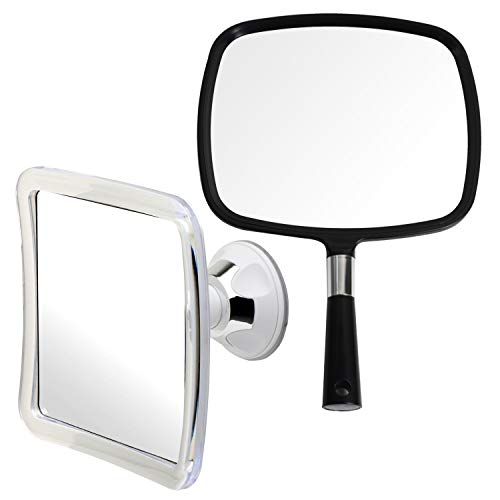 Mirrorvana Shatterproof Fogless Shower Mirror and Mirrorvana Large & Comfy Handheld Mirror BundleBundle