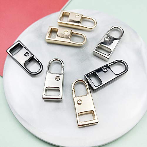 Mulutoo 12Pcs Metal Solid Zipper Pull Tab Tag Handle Fixer 0.06inch(1.6mm) Small Clasp Diameter Fit in Hole for Suitcases Luggage Purses Handbags Jacket Coat Boots Lobster Clasp Zipper Pull tab