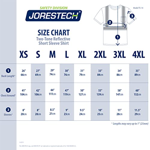 JORESTECH Safety T Shirt Reflective X in Back High Visibility Short Sleeve ANSI Class 3 Type R CSA Class 2 Level 2 TS-14