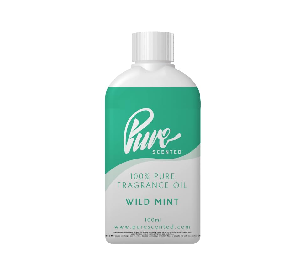 Pure Scented 100ml Fragrance Oil - Vegan & Cruelty-Free, for Candles, Soaps, Slime, Diffusers, Cosmetics, Wax Melts & DIY Crafts (1 x 100ml, Wild Mint)