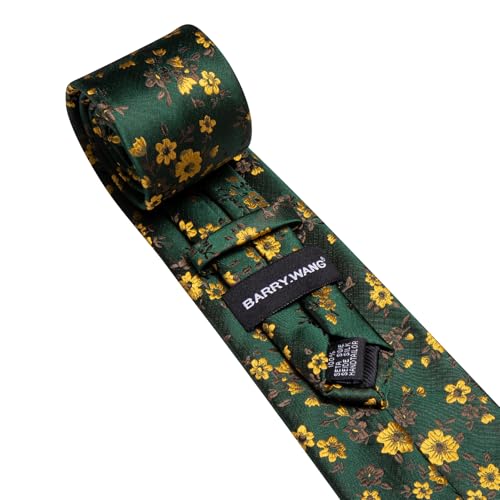 Image of Barry.Wang Men Tie Set Floral Paisley Silk Necktie Pocket Square Cufflinks Formal Wedding Party Business
