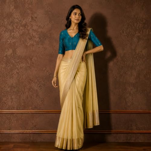 Image of Studio Shringaar Women's Handloom Cotton Silk Readymade Saree Blouse with Underarm Sweat Pads (Pack of 14 Pads)