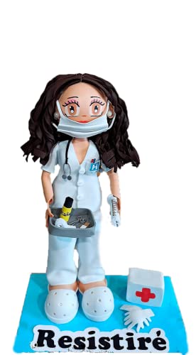 Fofucha Enfermera o Doctora personalizada uniforme blanco 25 cms.