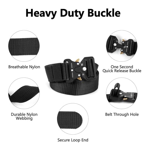Tactical Belts with Heavy Duty Quick Release Buckle for Men 1.5" Web Work Belt3