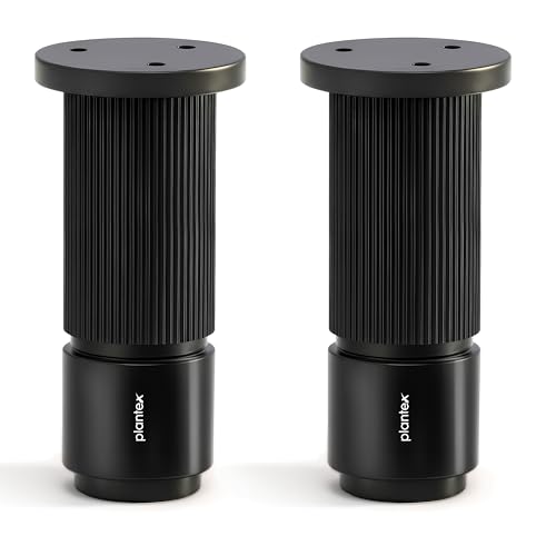 Image of Plantex 4 Inch Sofa Leg for Bed Furniture /Aluminium Sofa Leg for Table /Support Legs /Furniture Leg - Pair of 1 (2 Piece) (DTS-77, Black)