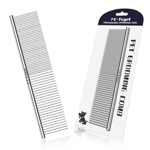 Dog Cat Combs for Grooming, Metal Cat Dog Comb for Removing Tangles and Knots, Professional Grooming Tool for Long Haired Dog Cat, Dog Comb Poodles Doodles
