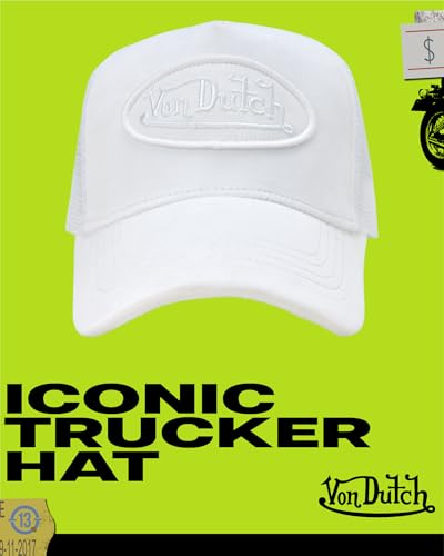 Image of Von Dutch Unisex Trucker Hat - Velvet Curved Bill Mesh Back Retro Classic Adjustable Snapback Baseball Cap for Men and Women