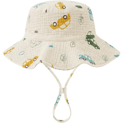 Image of Muslin Baby Sun Hat Sun Protection Baby Toddler Bucket Hats for Boys Girls