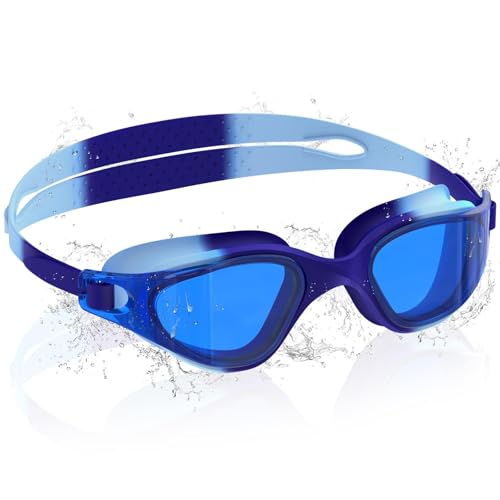 Ambienden Occhiali da Nuoto per Bambini, HD 180° con Visione, Occhialini Piscina per 3-14, Anti-Fog, Protezione UV, Regolazione Rapida, Guarnizione in Silicone, Occhiali da Nuoto Unisex, Dark Blue