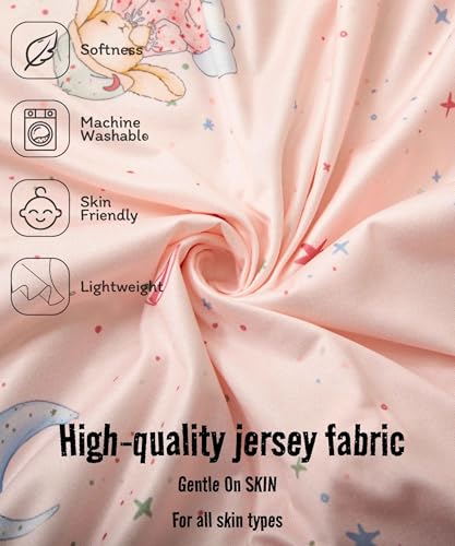 Image of SDY Jersey Crib Sheets for Baby Girls,52 inchx28 inchx8,2 Pack,Pink Bunny Easter Day Style Standard Oval /Retangle Crib Mattress Sheets for Toddler,Super Soft Breathable