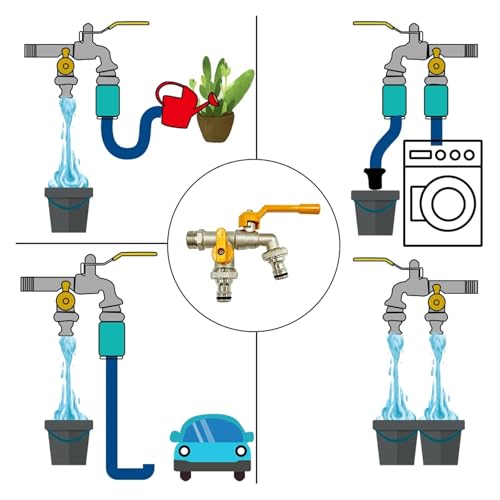 Robinet laiton pour réservoir IBC avec raccord double pour irrigation durable du jardin