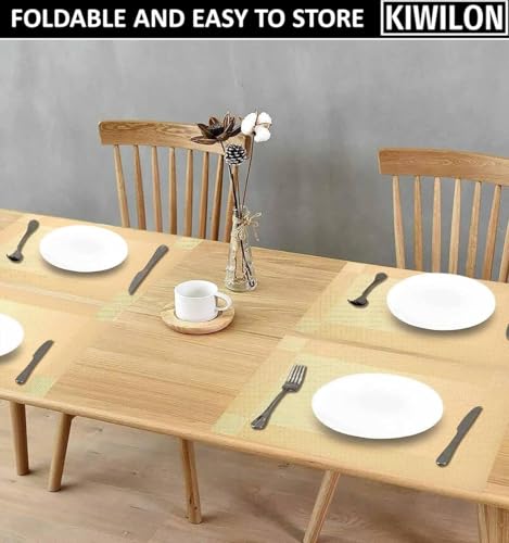 Image of PVC Dining Table Placemats Set of 6 | Washable Heat Resistant Non-Slip Table Mats for Dining Table | Woven Vinyl Place Mats for Home, Kitchen & Restaurant | 45 x 30 CM (Golden, Classic)