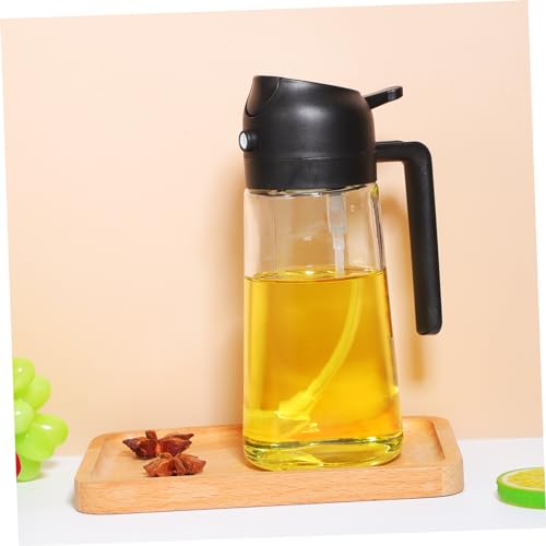 Aceitera de vidrio negro UTHCLO premium de 470ml con doble función spray y flujo 8