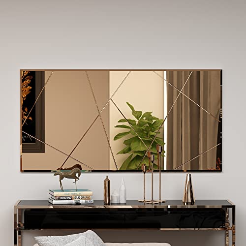 moebel17 Eilish Spiegel ohne Rahmen, Wandspiegel mit Mustern im Glas, geeignet als Kosmetikspiegel, rechteckig mit Montage-Set, Bronze, 90° drehbar, modernes Design, 120 x 60 x 2,2 cm, 9123 moebel17 Eilish Spiegel ohne Rahmen, Wandspiegel mit Mustern im Glas, geeignet als Kosmetikspiegel, rechteckig mit Montage-Set, Bronze, 90° drehbar, modernes Design, 120 x 60 x 2,2 cm, 9123