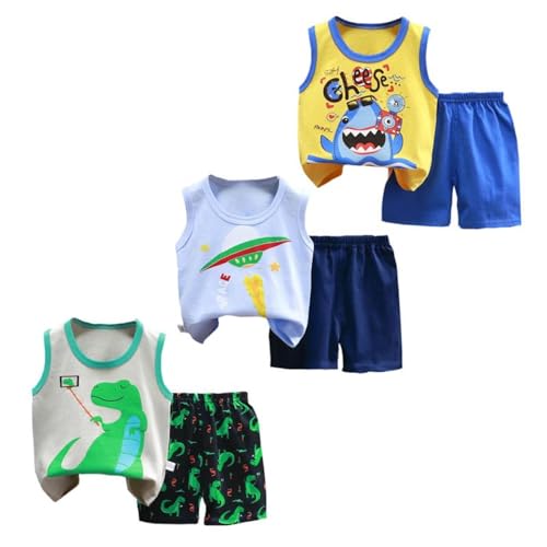 Toddler Boys Clothes for Baby Boy Summer Outfits Sleeveless Tank Top and Shorts Set 1-4t